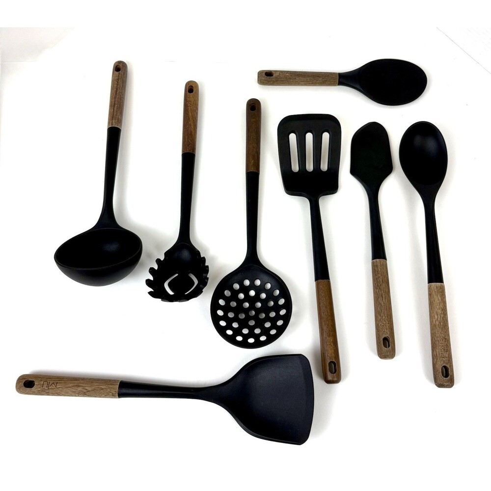 Miu 8-Piece Silicone Kitchen Utensil Set with Beechwood Handles. NWOT